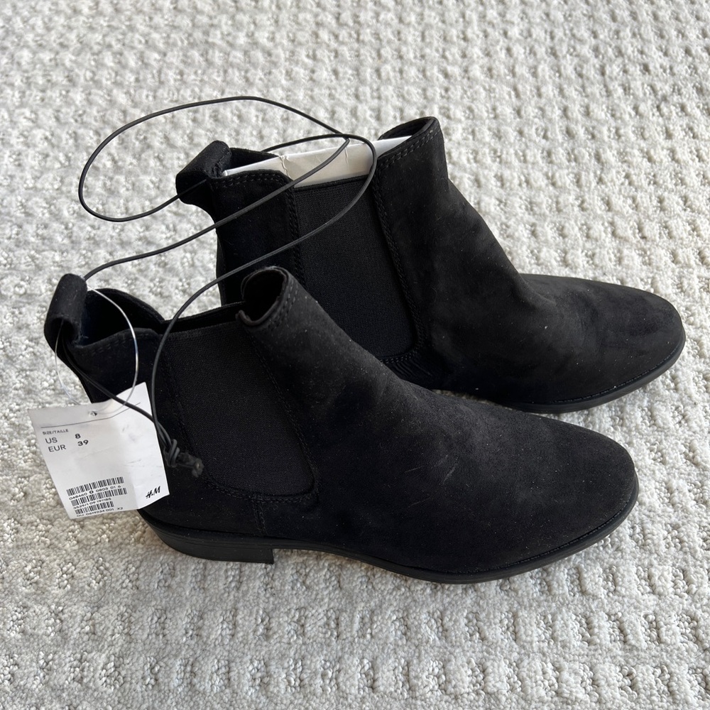 H&M Black Suede Ankle Boots